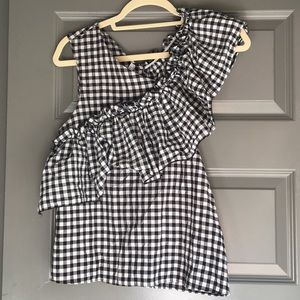 Black and white gingham blouse